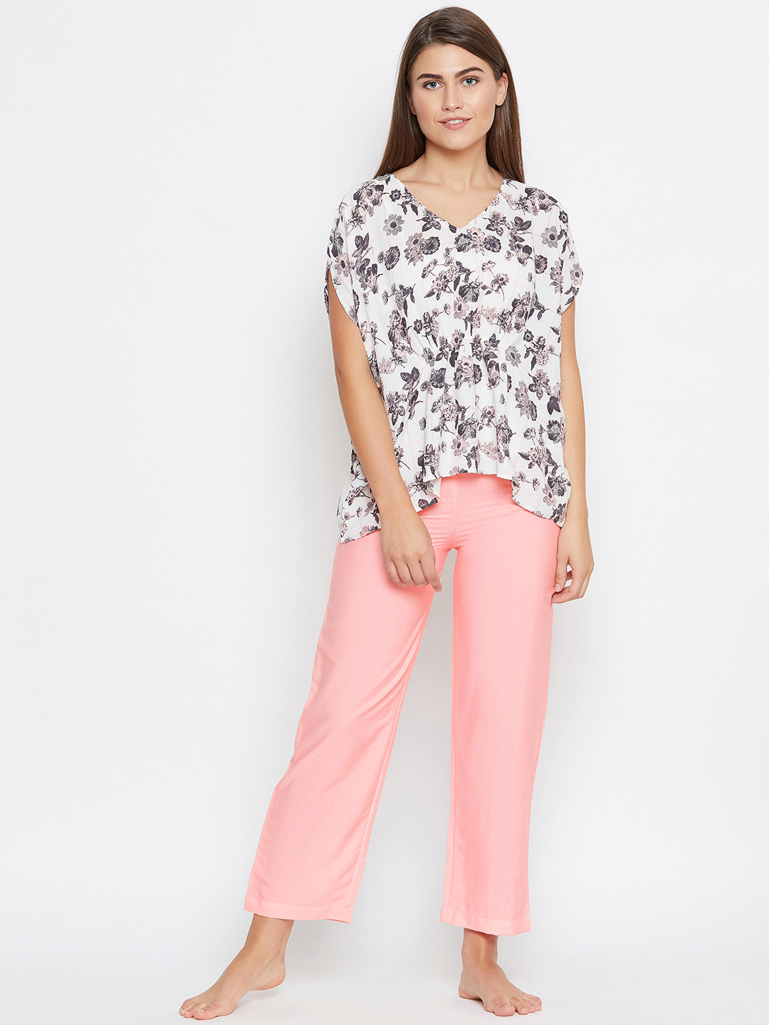 The Kaftan Company Women Pink & White Printed Night Suit LW_PY_KJAMIES15