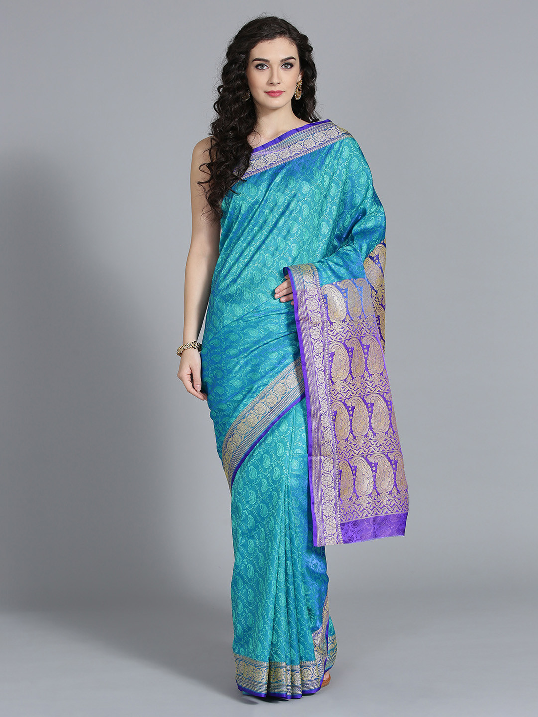 Mitera Blue Art Silk Woven Design Banarasi Saree