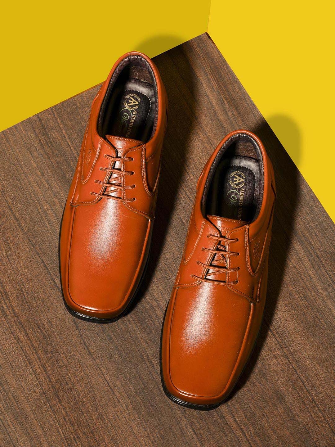 Alberto Torresi Men Brown Solid Semi Formal Derby Shoes