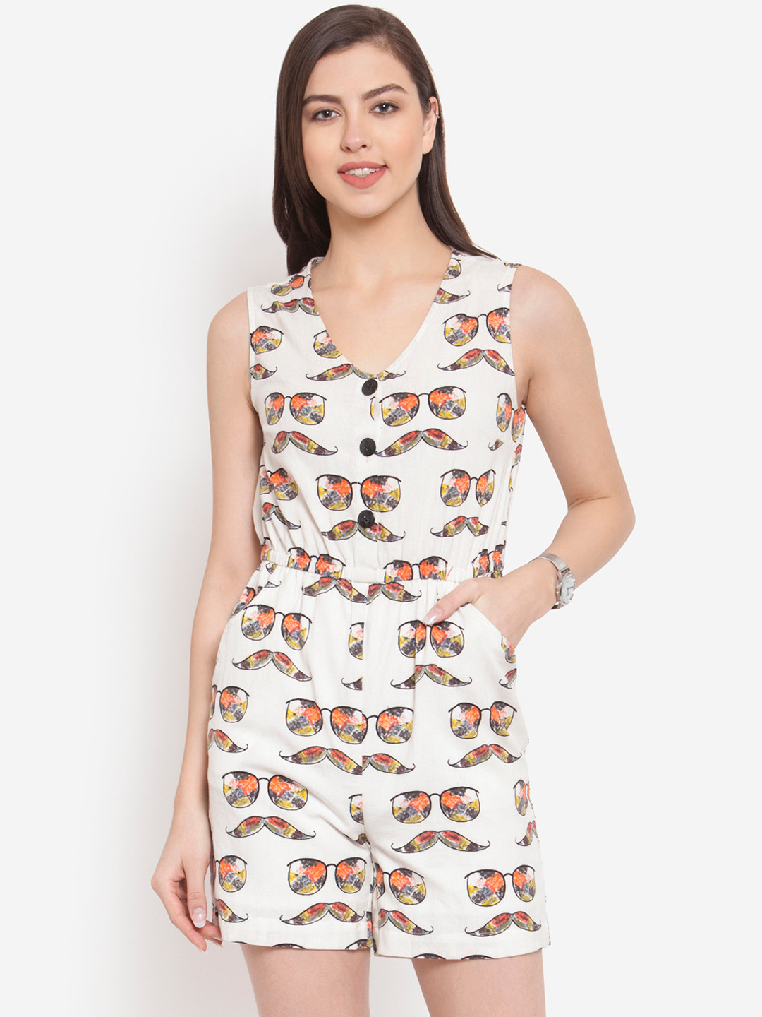 Martini Women Off-White Printed Playsuit