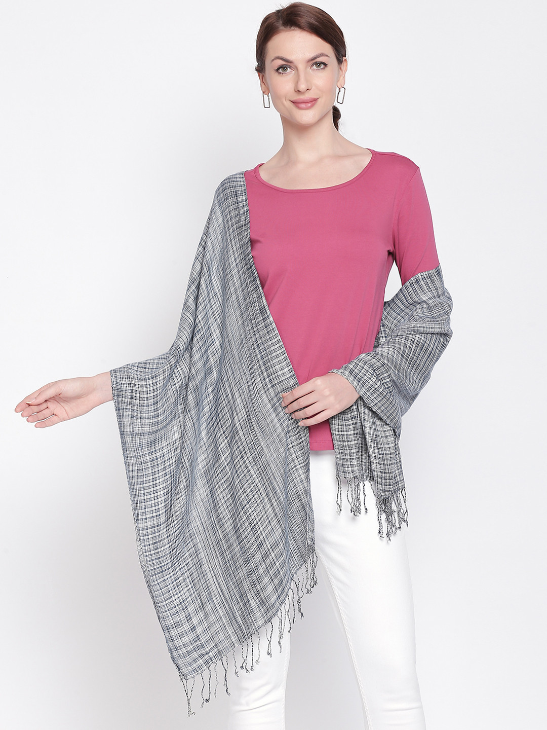 Style Quotient Women Navy Blue & White Printed Scarf