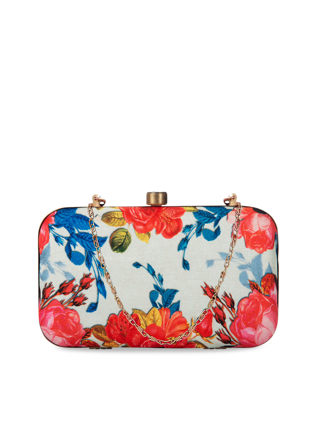 PARIZAAT BY SHADAB KHAN Cream-Coloured & Rose Printed Clutch