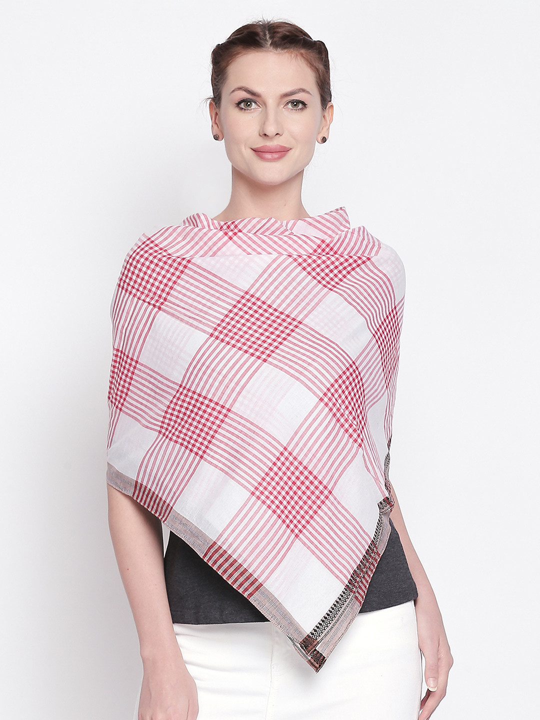 Style Quotient Women Red Checked Scarf