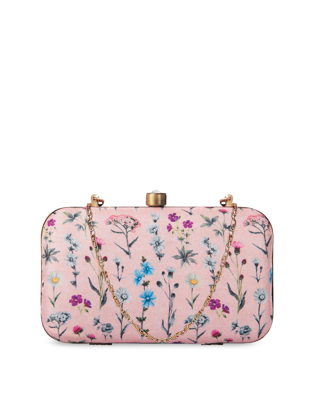 PARIZAAT BY SHADAB KHAN Peach-Coloured & Blue Printed Clutch