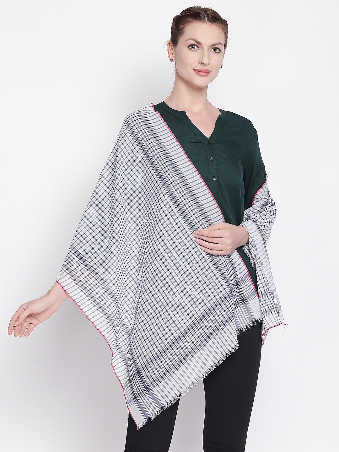 Style Quotient Women Blue Checked Scarf