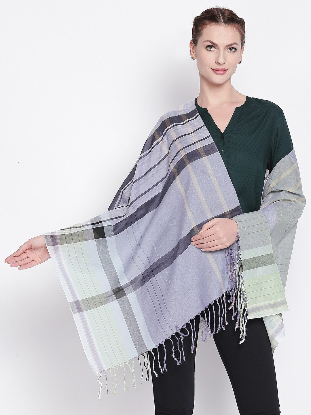 Style Quotient Blue Checked Scarf