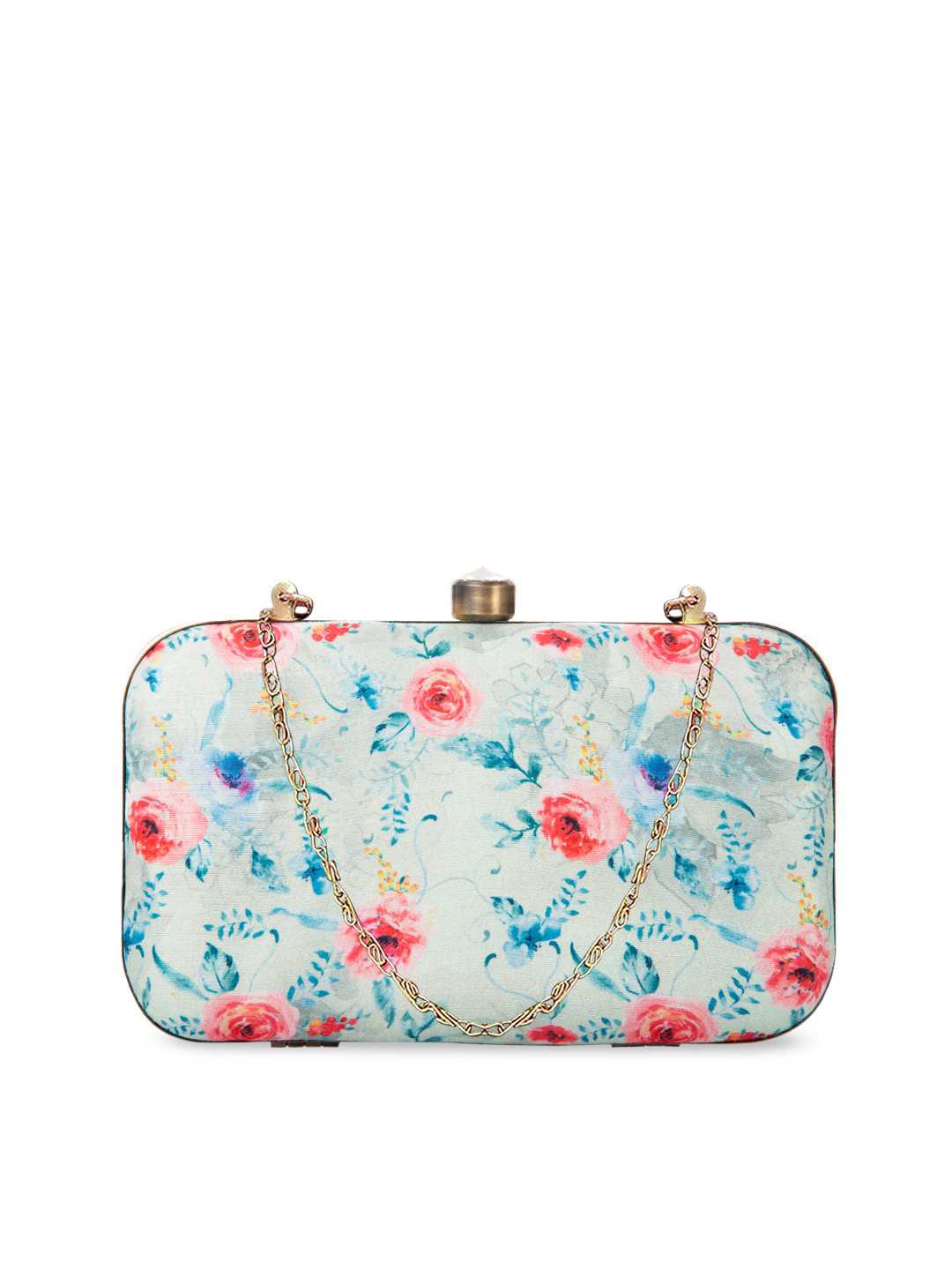 PARIZAAT BY SHADAB KHAN Off-White & Blue Handmade Printed Box Clutch