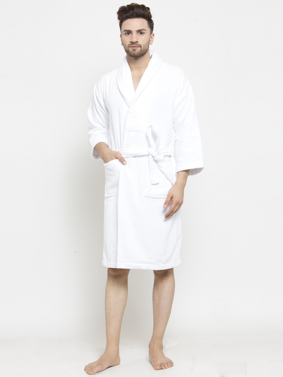 Buy Grey Solid 100 Cotton Men Bathrobe With Slippers XL By Rangoli at  56 OFF by RANGOLI  Pepperfry