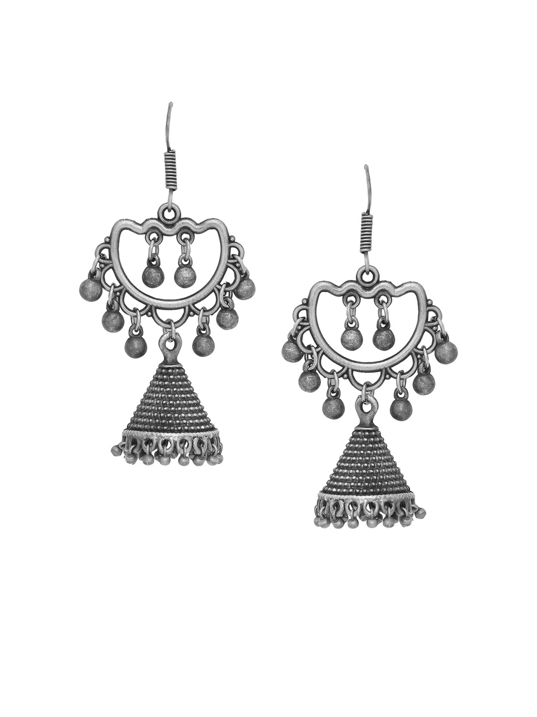 Silvermerc Designs Silver Plated Handcrafted Geometric Jhumkas