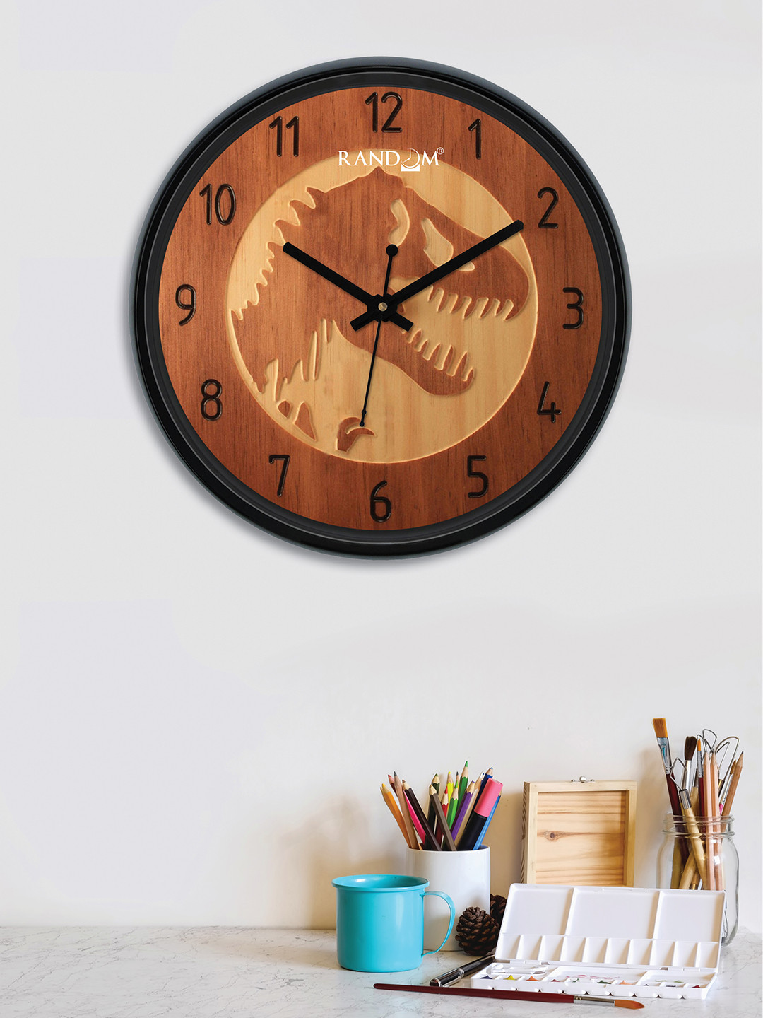 RANDOM Brown Round Printed 30 cm Analogue Wall Clock