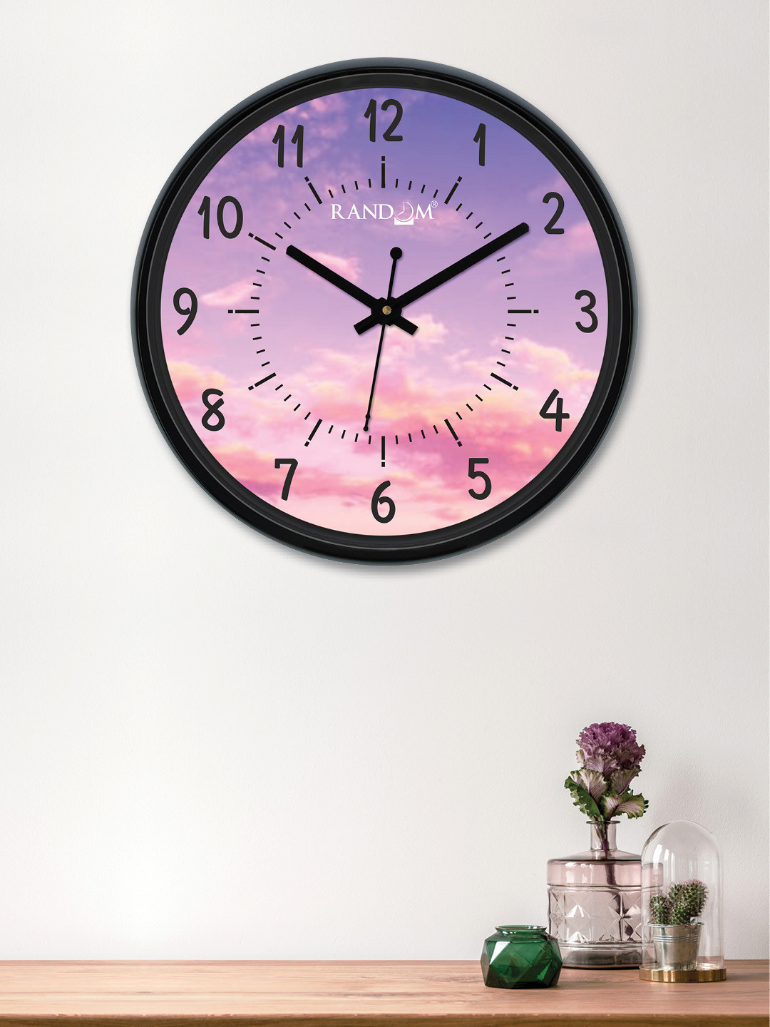 RANDOM Purple & Pink Round Printed 30 cm Analogue Wall Clock