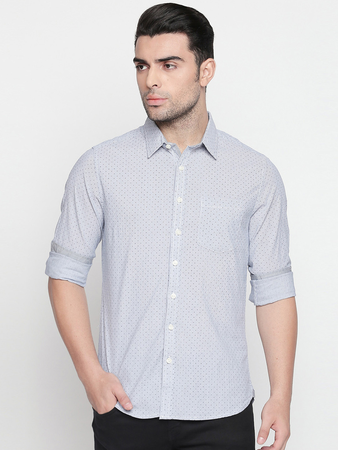 Kenneth Cole Men Blue Smart Regular Fit Printed Casual Shirt