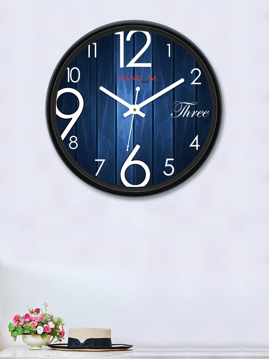 RANDOM Blue Round Printed 30 cm Analogue Wall Clock