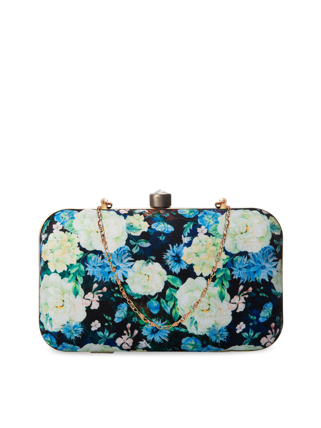 PARIZAAT BY SHADAB KHAN Black & Blue Printed Box Clutch