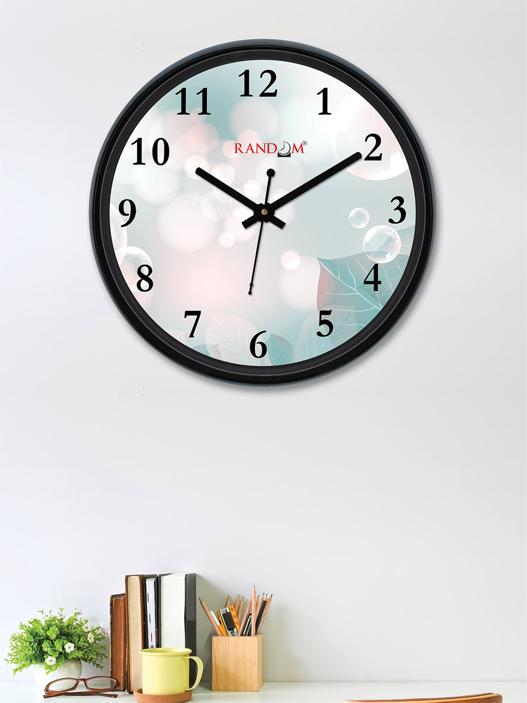 RANDOM Off-White & Green Round Printed 30 cm Analogue Wall Clock