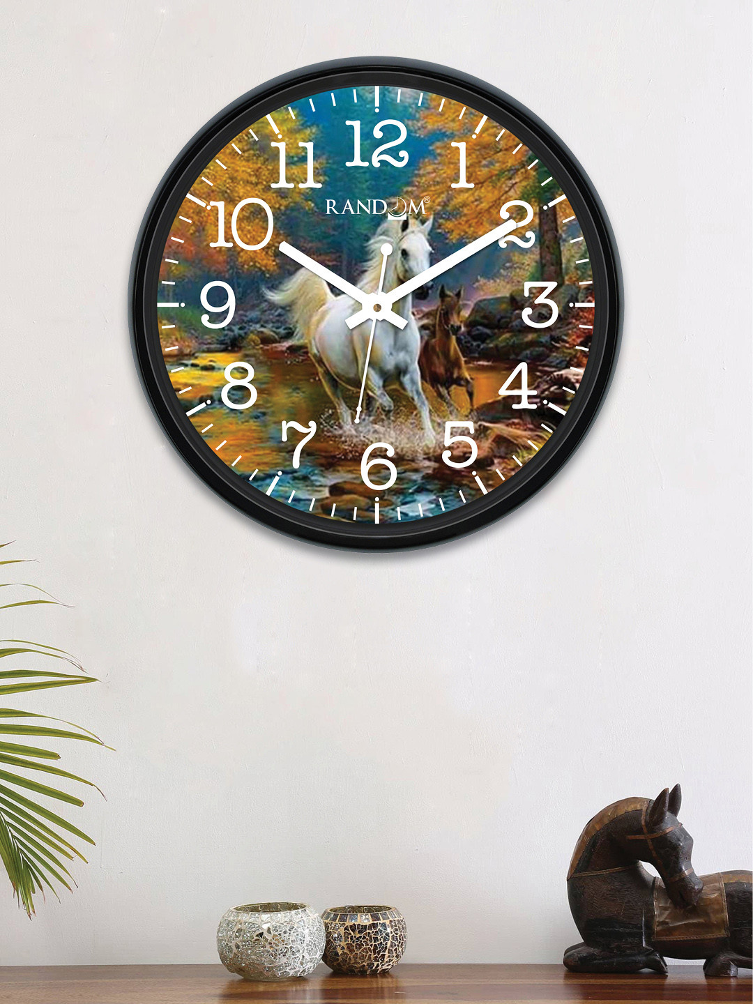RANDOM Multicoloured Round Printed 30 cm Analogue Wall Clock