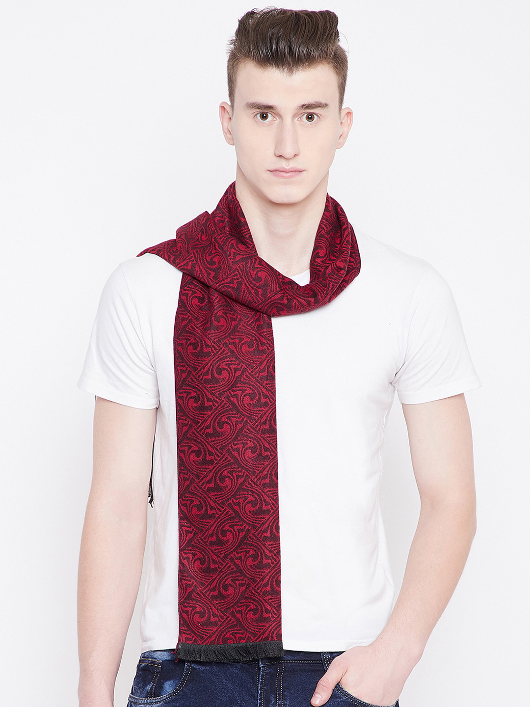 Alvaro Castagnino Men Red & Maroon Self-Design Muffler