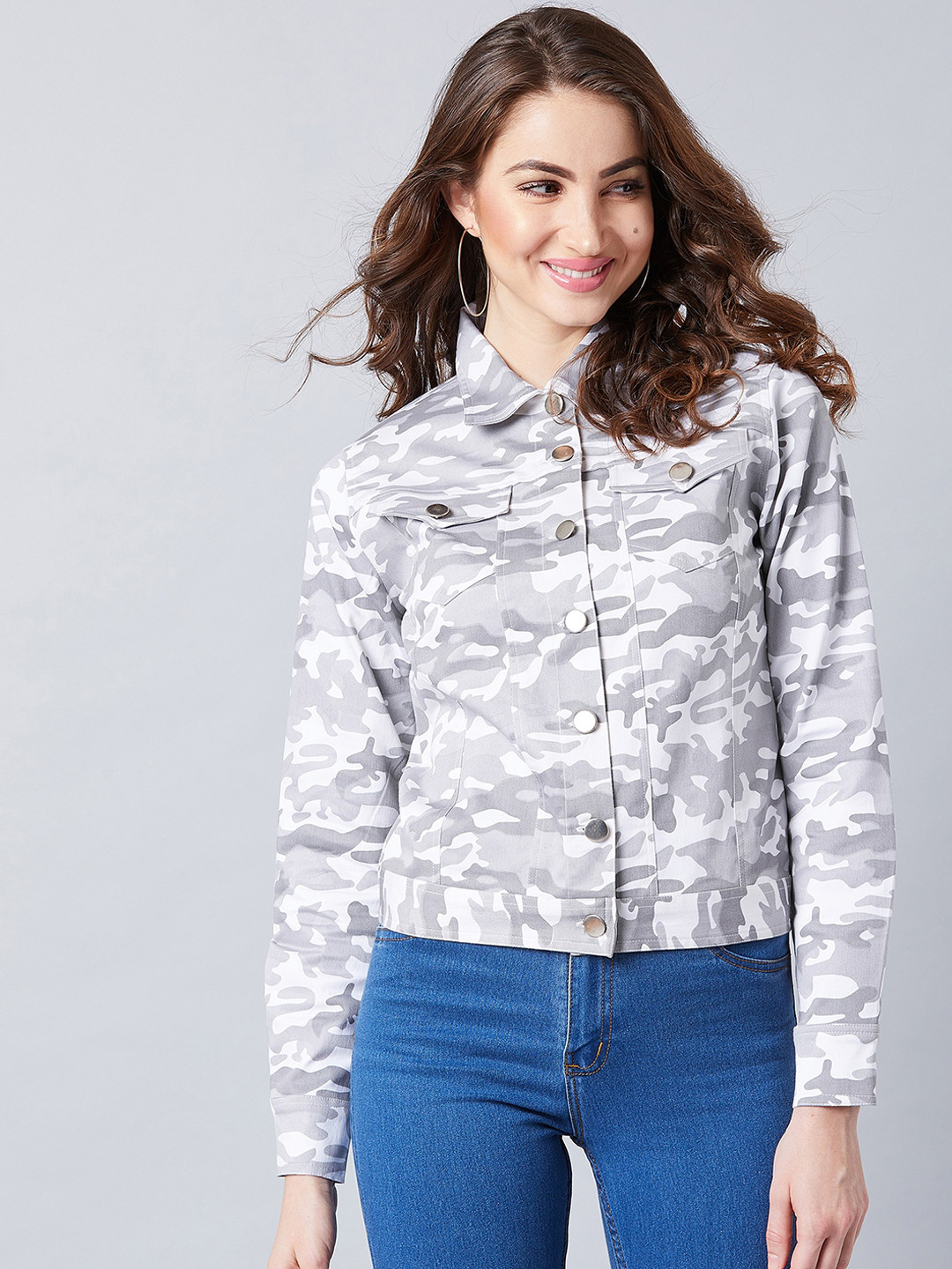 Athena Women White Printed Tailored Jacket