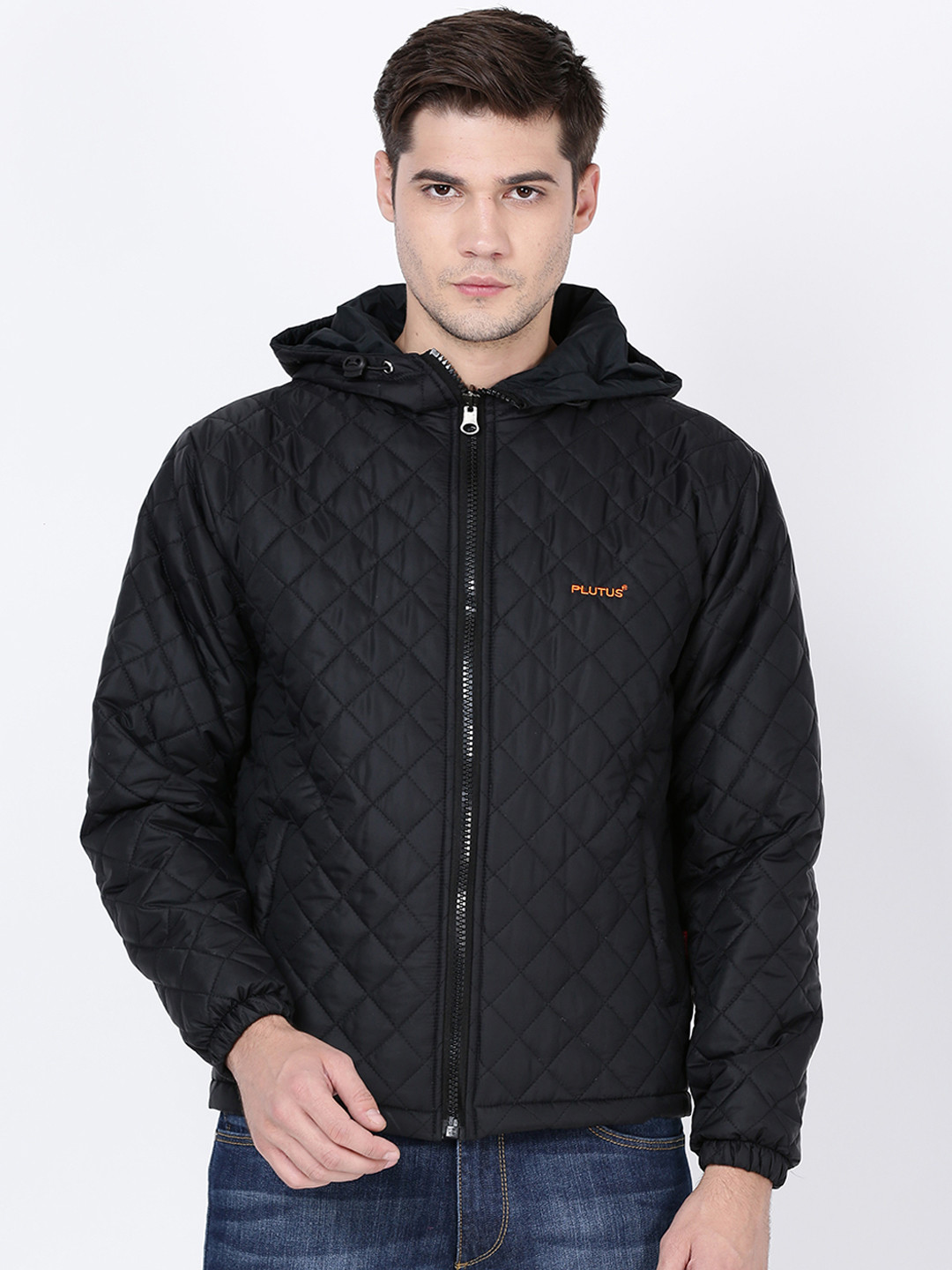 Plutus Men Black Solid Lightweight Bomber Jacket