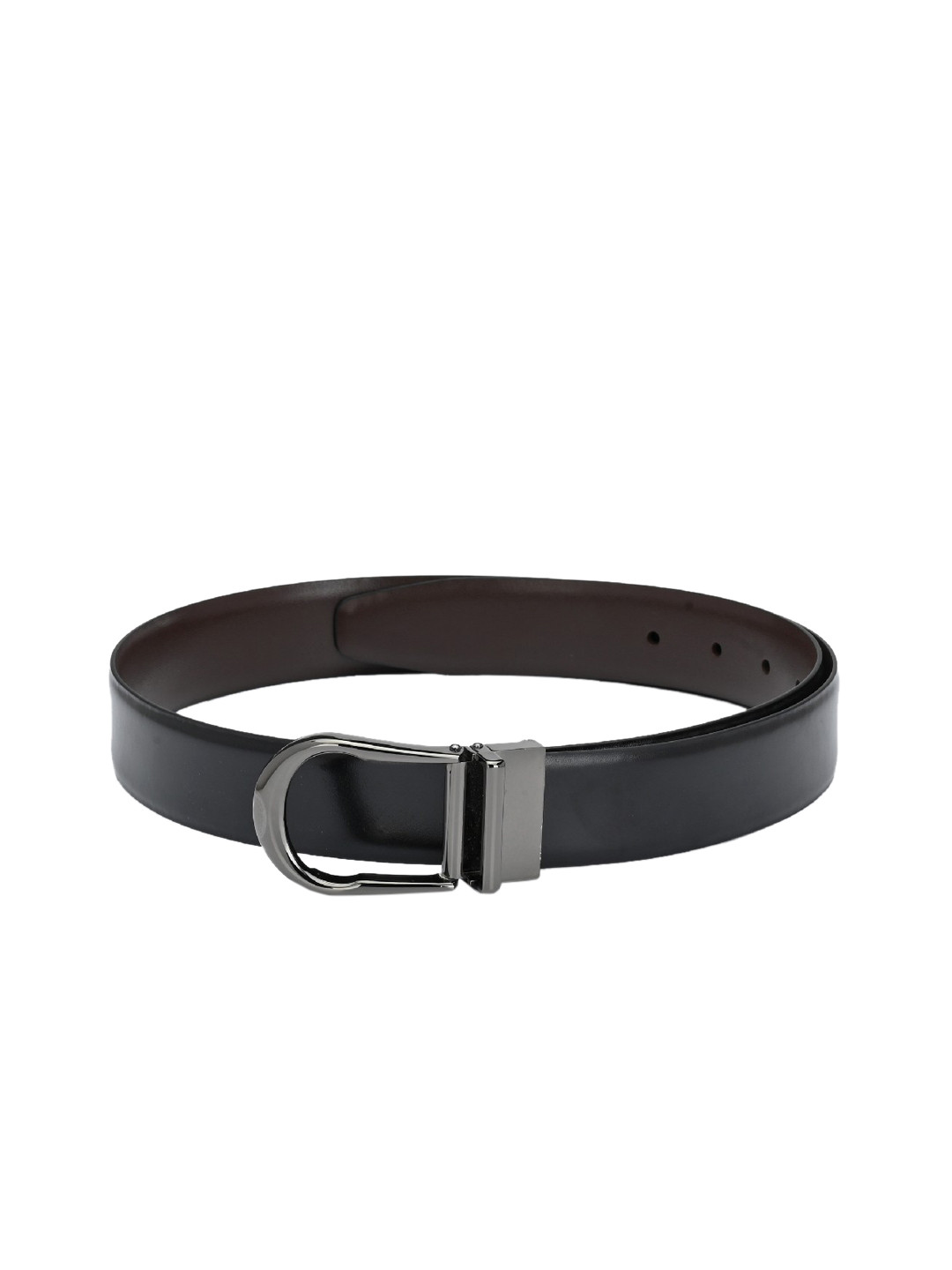 Pacific Gold Men Black & Brown Solid Leather Reversible Belt