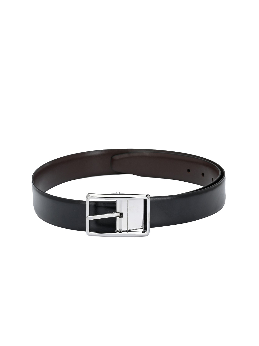 Pacific Gold Men Black & Brown Solid Leather Reversible Belt