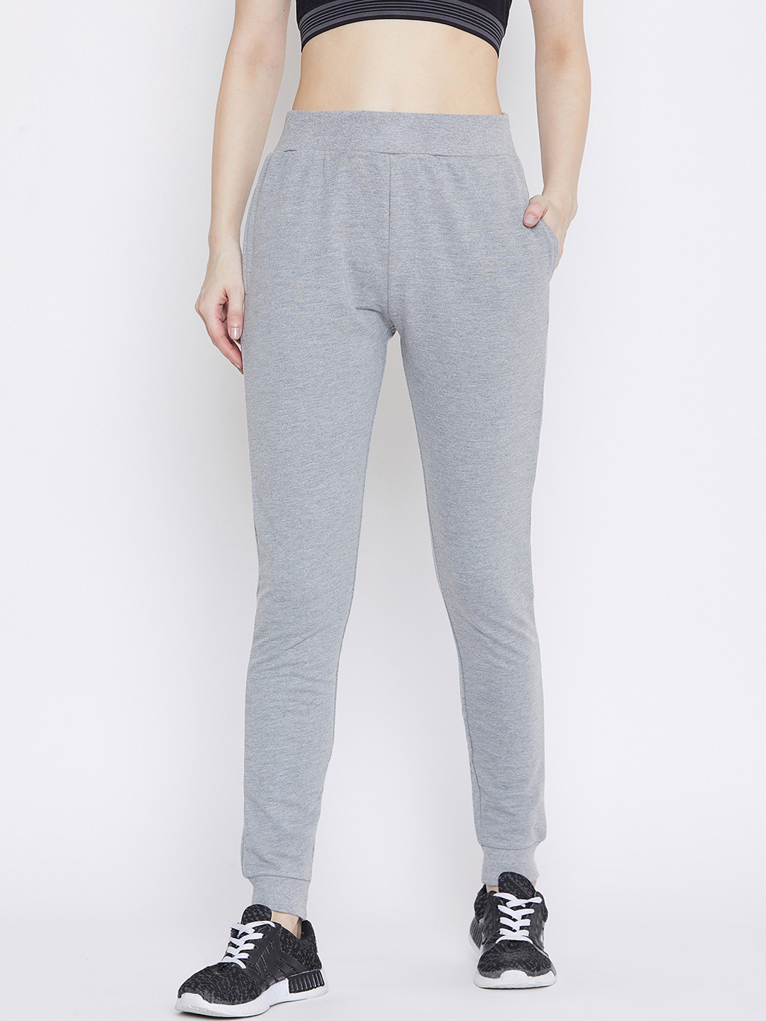 PERFKT-U Women Grey Solid Track Pants