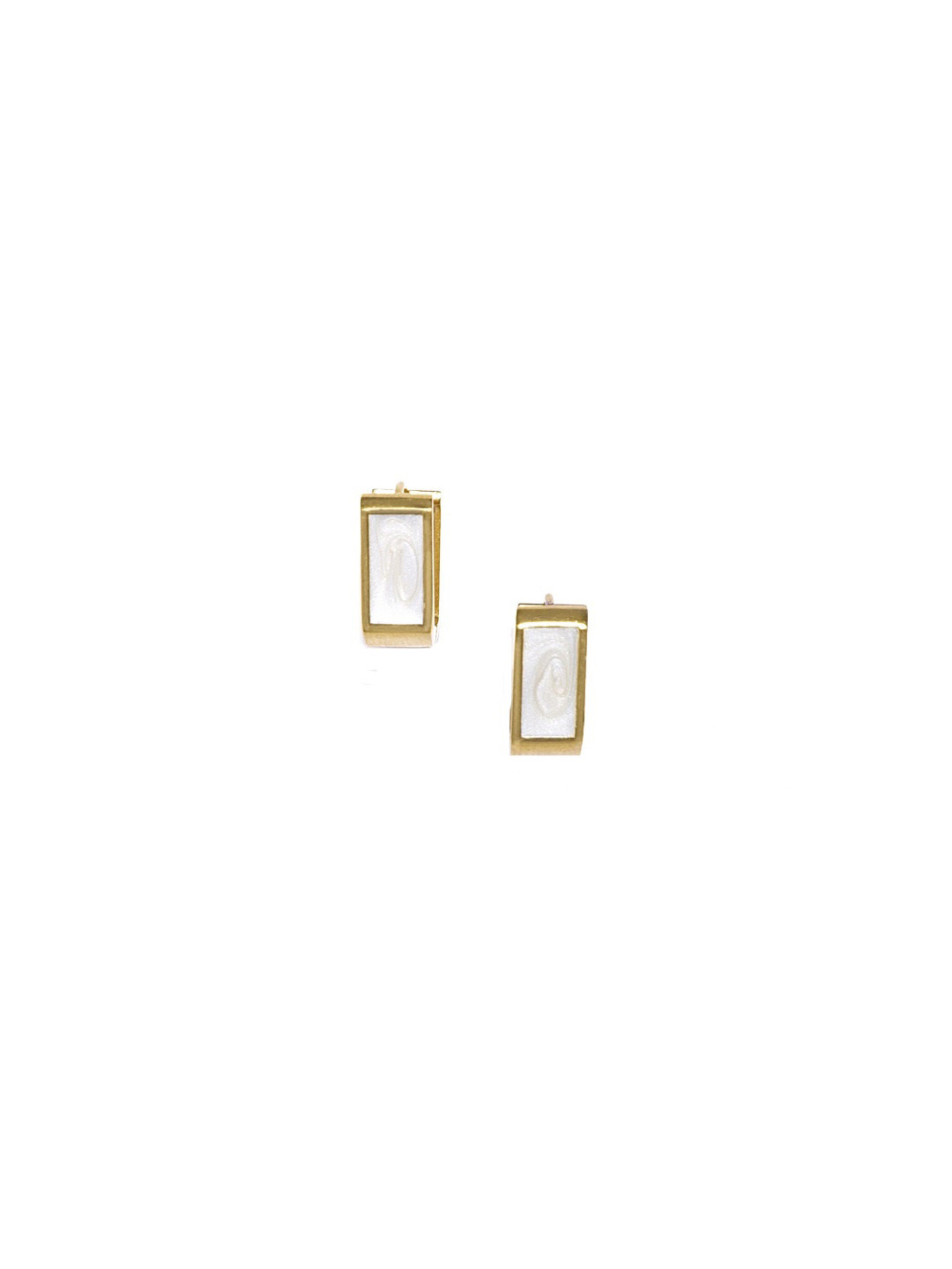 Blisscovered Gold-Toned & White Geometric Hoop Earrings