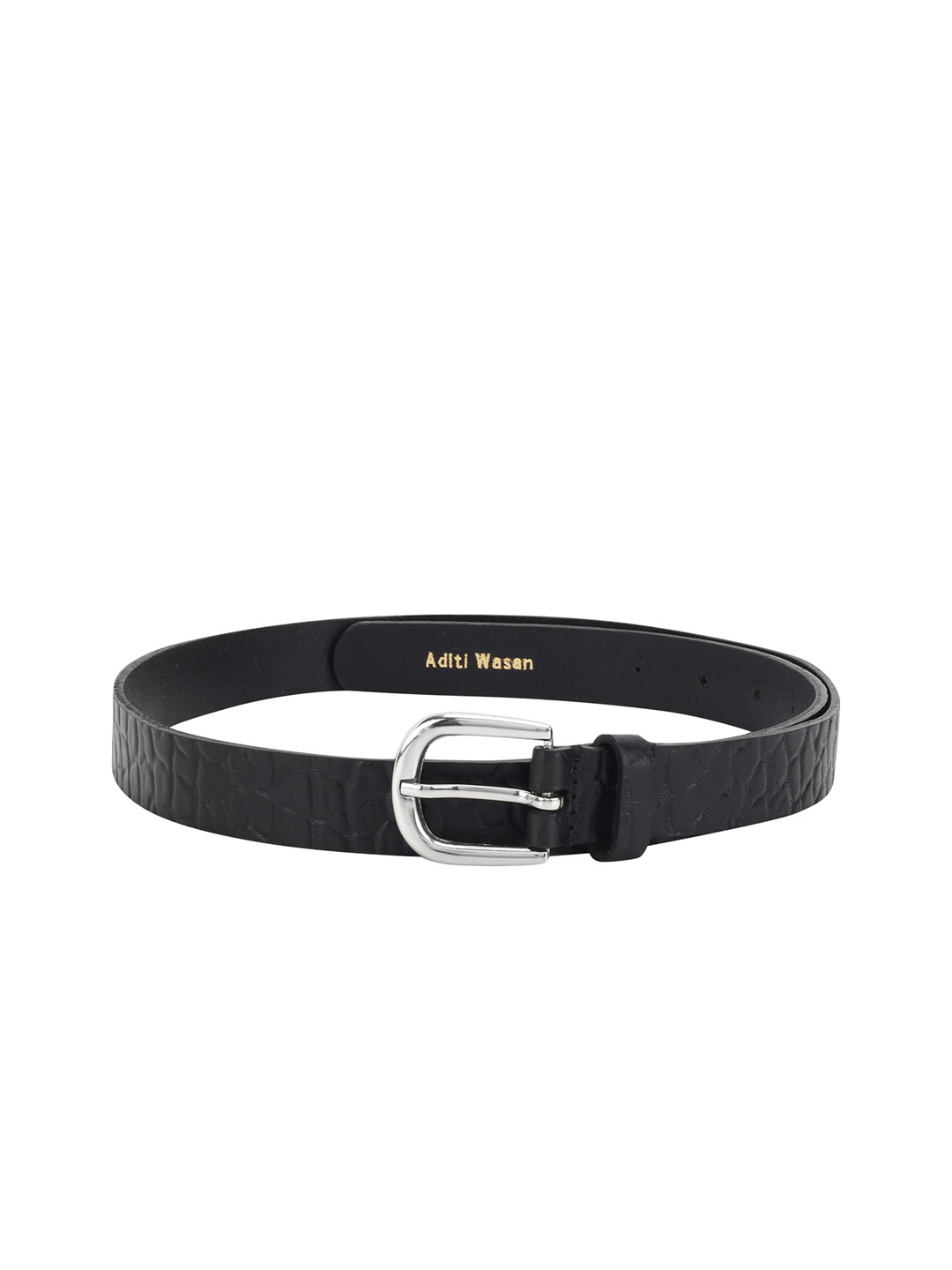 Aditi Wasan Women Black Textured Leather Belt