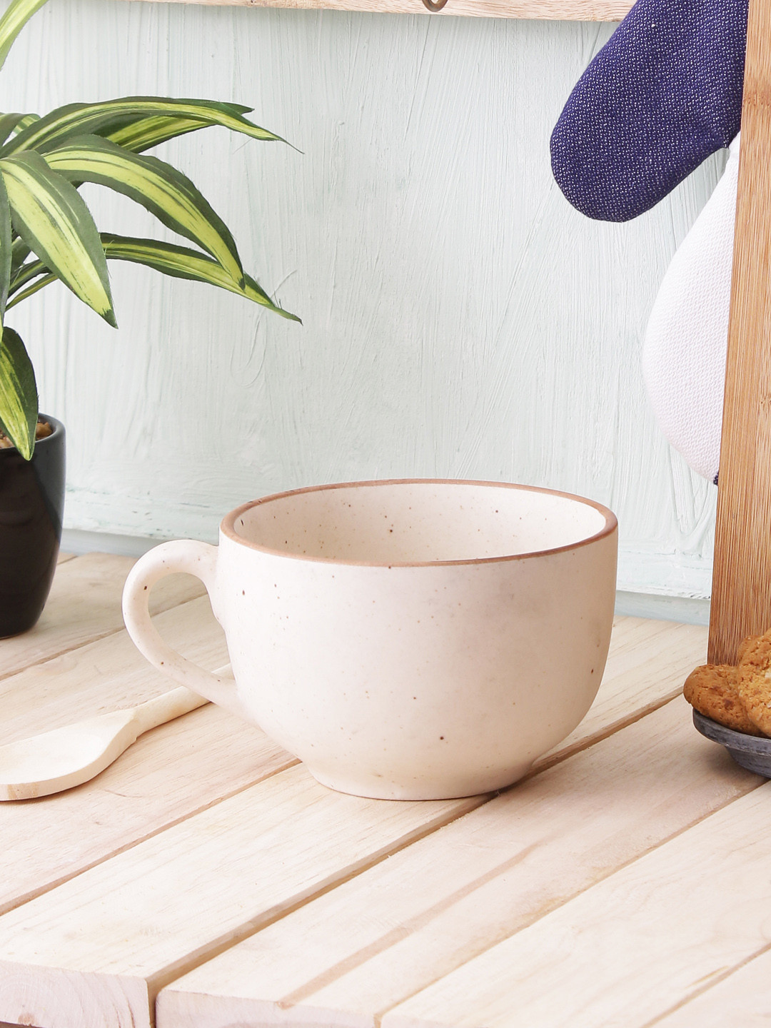 MIAH Decor Tri Wave Off White Ceramic Handmade Mug-600ml