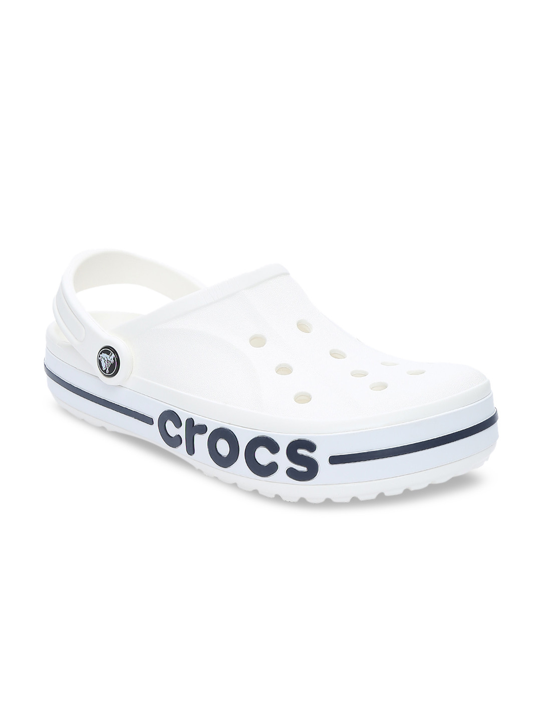 Crocs Unisex White & Blue Bayaband Clogs