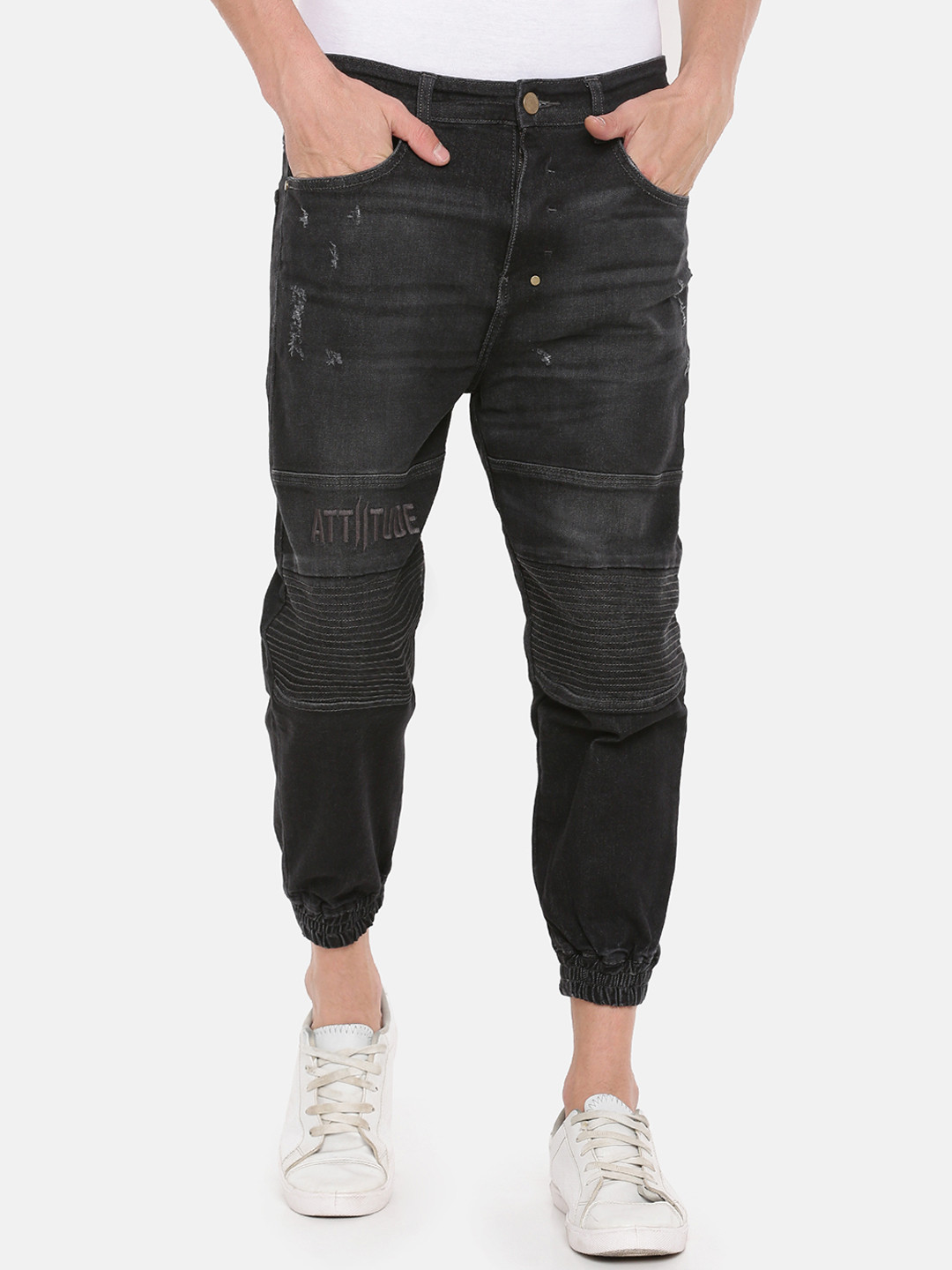 ATTIITUDE Men Black Slim Fit Mid-Rise Clean Look Jeans