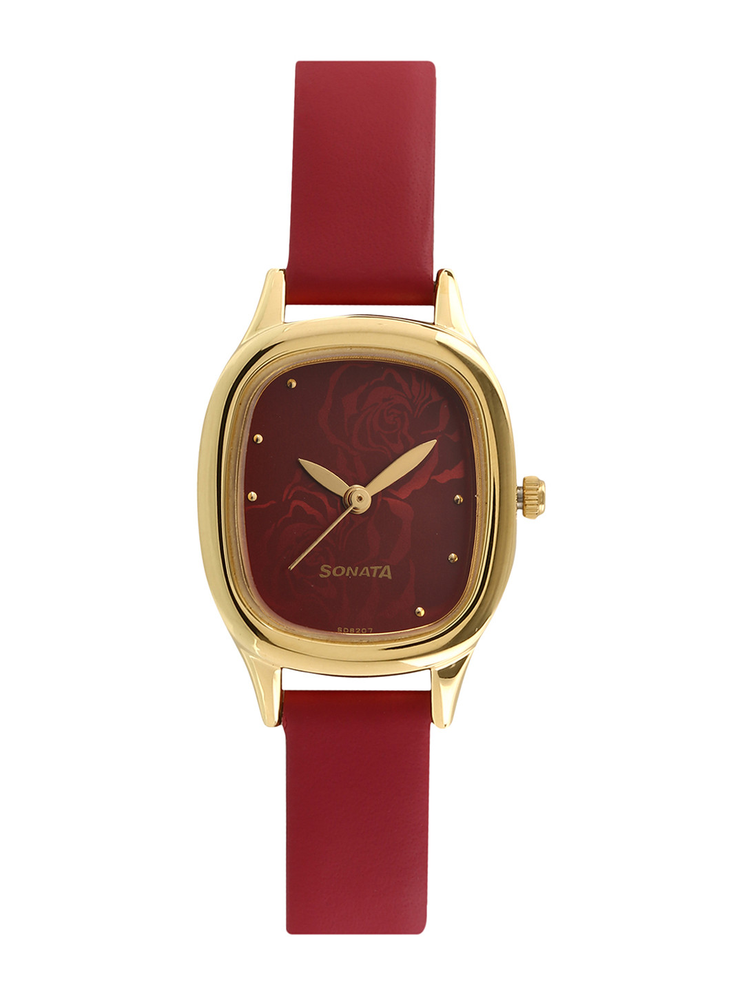 Sonata Women Maroon & Gold-Plated Analogue Watch