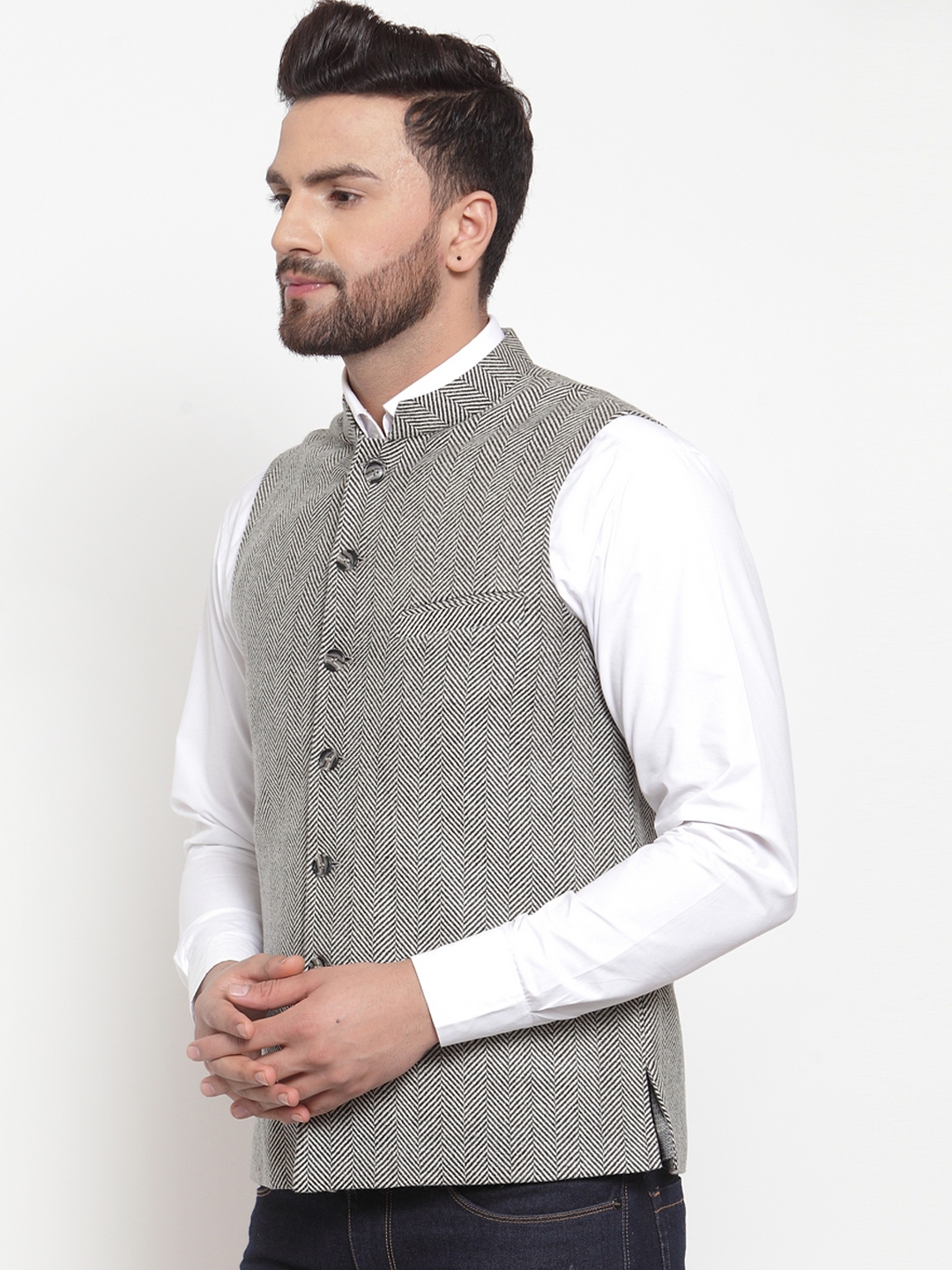 Men's Nehru Jacket Solid Pattern Blazer Party Wear Jacket Top Waistcoat