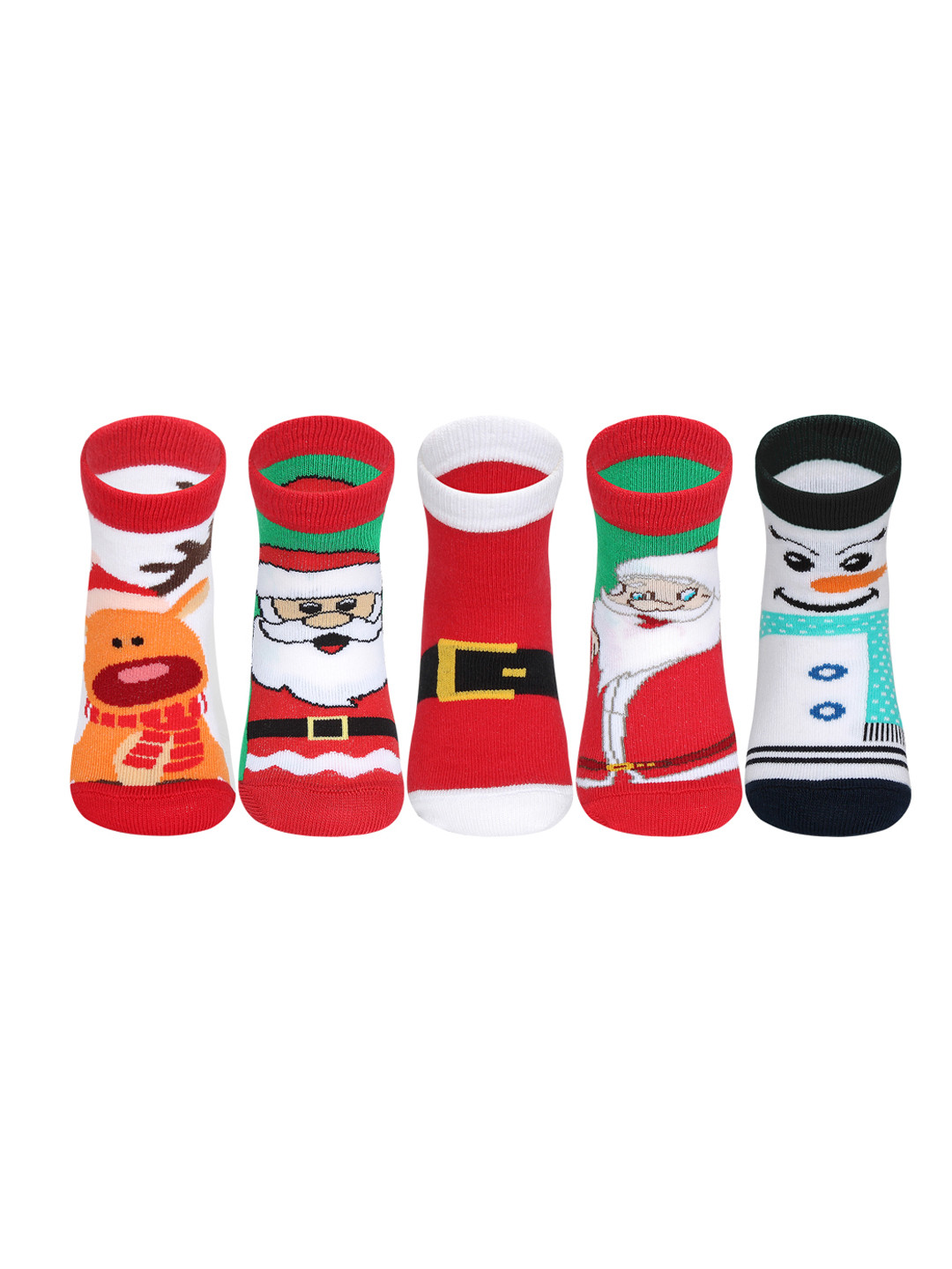 Supersox Kids Pack of 5 Multicoloured Christmas Patterned Ankle-Length Socks