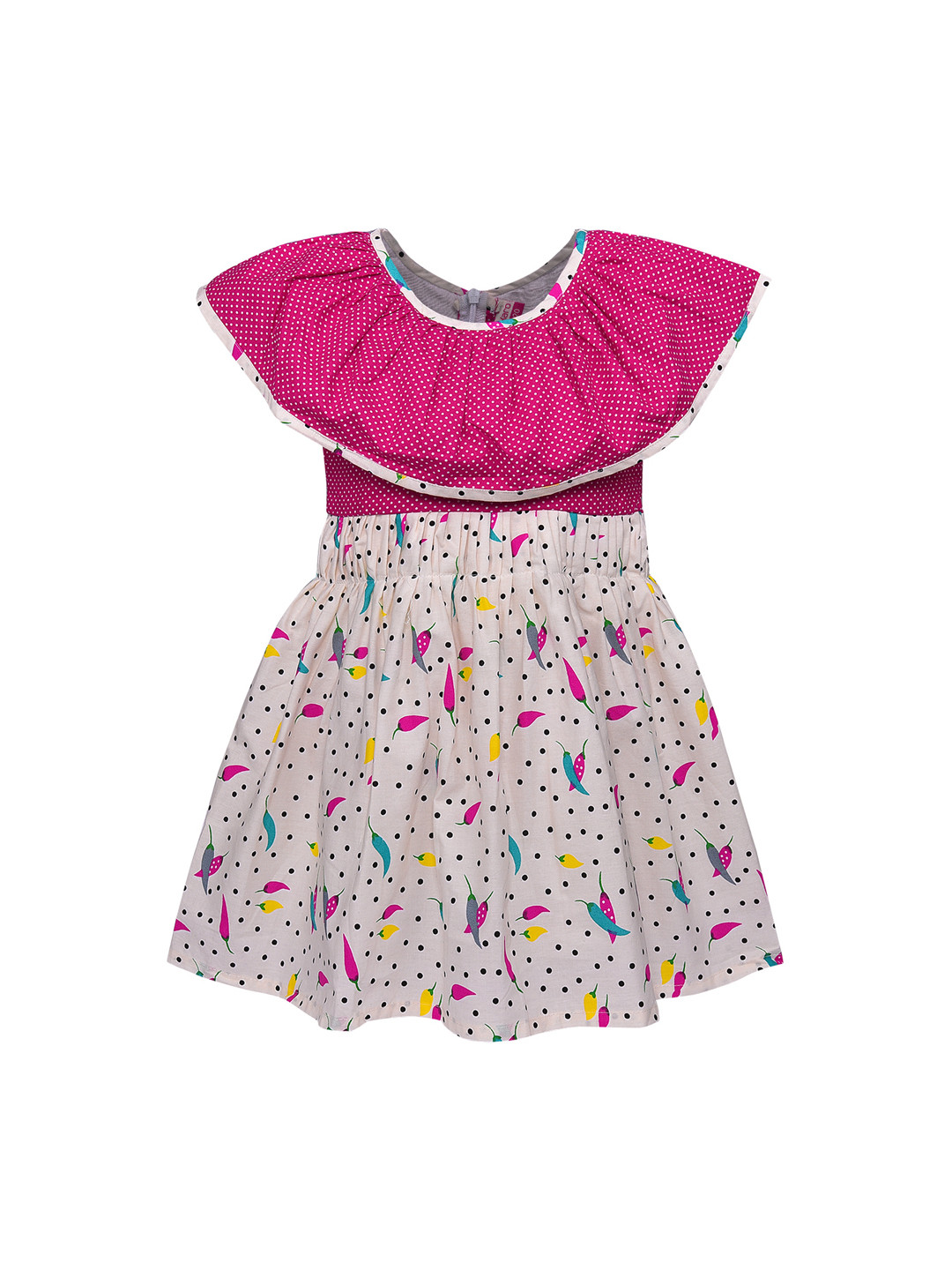 Wish Karo Girls Pink & White Chilli Printed Fit and Flare Dress