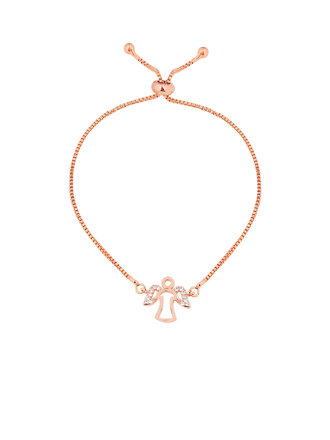 Moon Dust Rose Gold-Plated Angel Wings Designer Link Bracelet