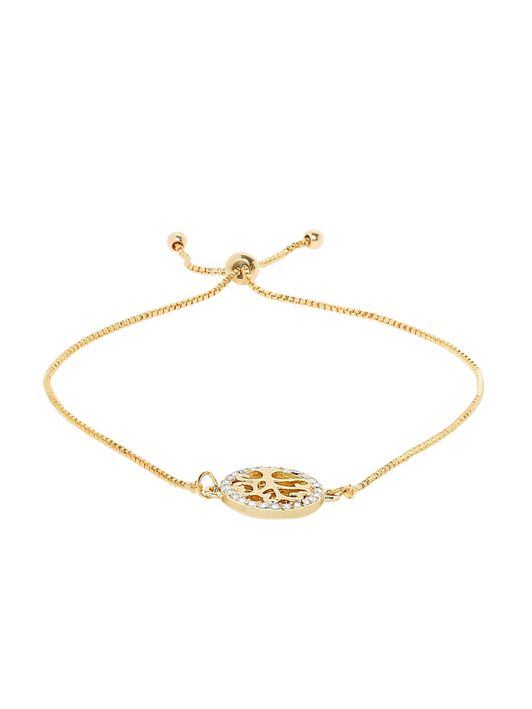 Moon Dust Gold-Plated Tree Of Life Designer Link Bracelet