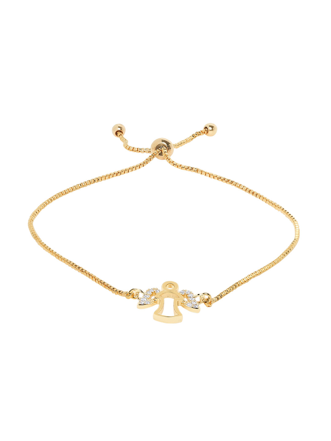 Moon Dust Gold-Plated Embellished lated Angel Wings Designer Charm Bracelet