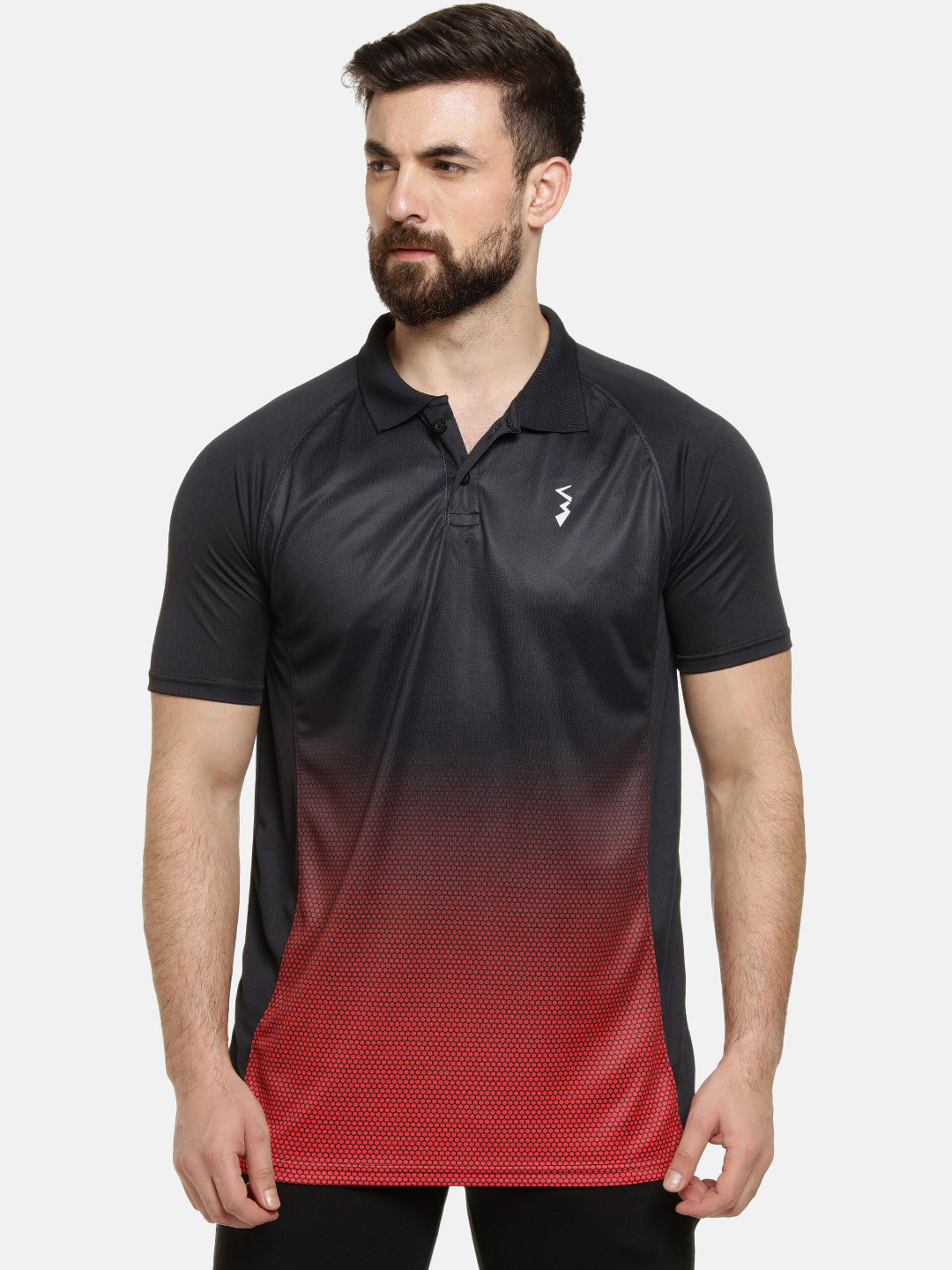 Campus Sutra Men Red Colourblocked Polo Collar T-shirt
