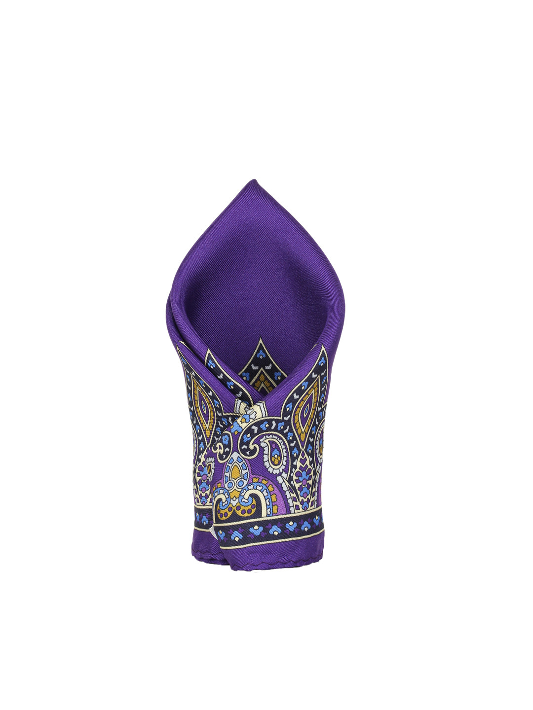 Alvaro Castagnino Men Purple & Beige Printed Silk Pocket Square