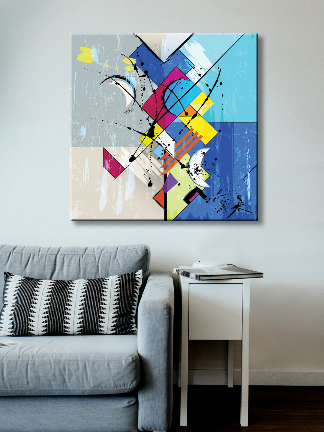 999Store Blue Wood Wall Living Room Square Potrait Paintings Wall Art -23.62 x 23.62In