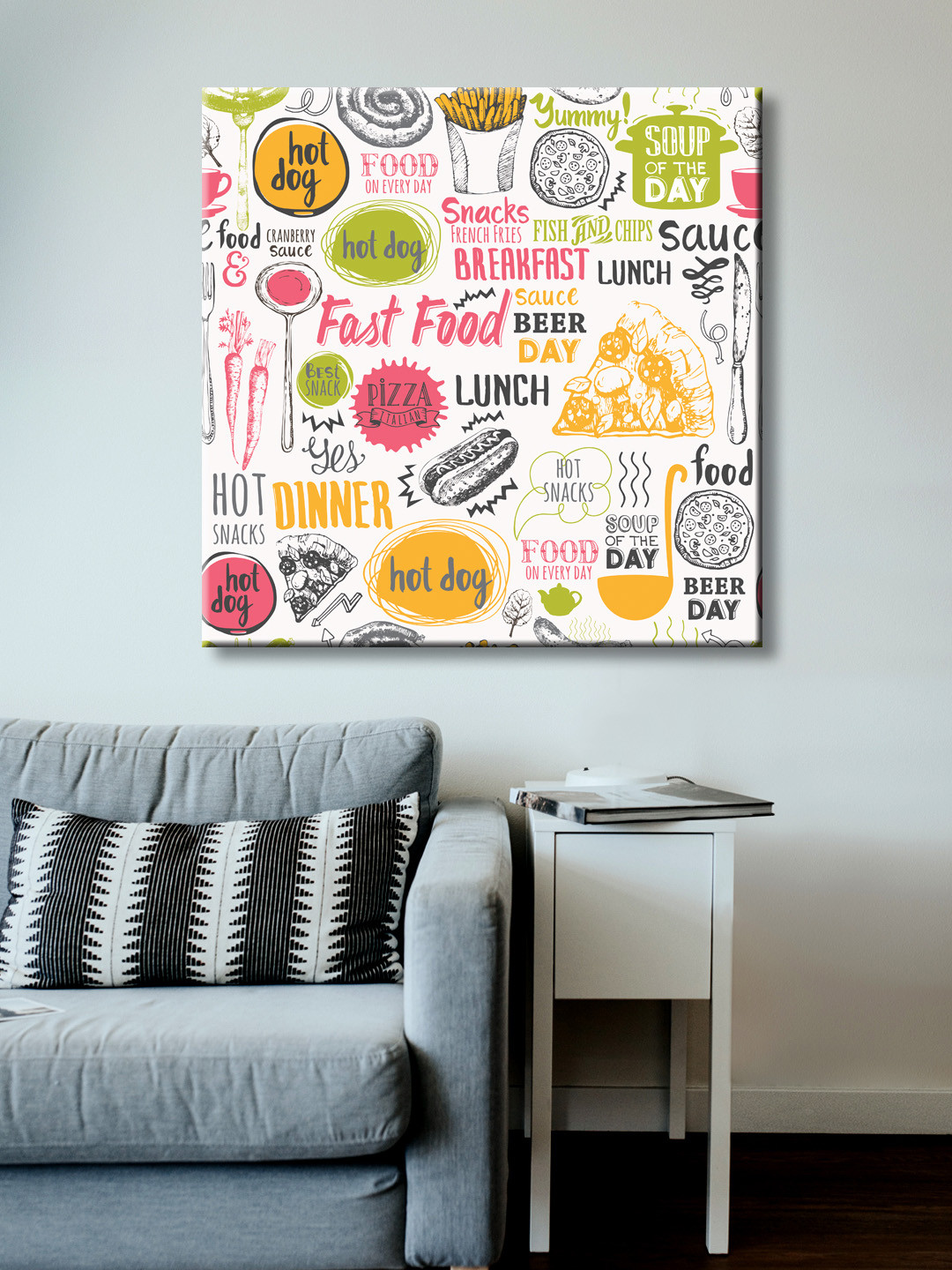 999Store Pink, Yellow & Green Hand-Painted Wall Painting