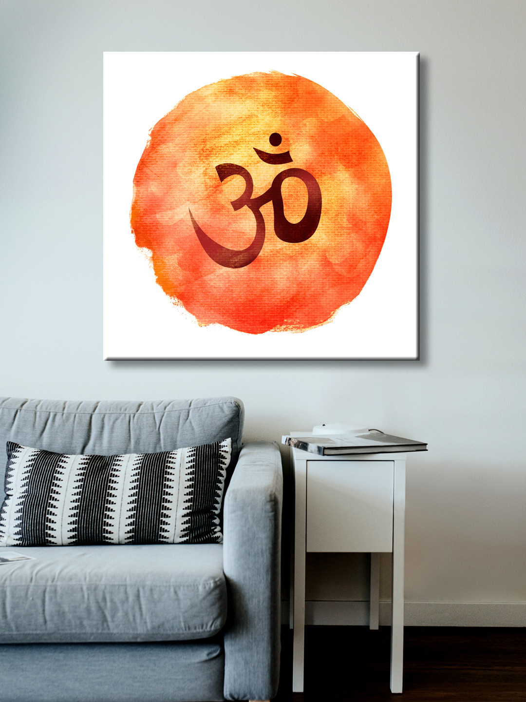 999Store Orange Hand-Painted Om Wall Painting