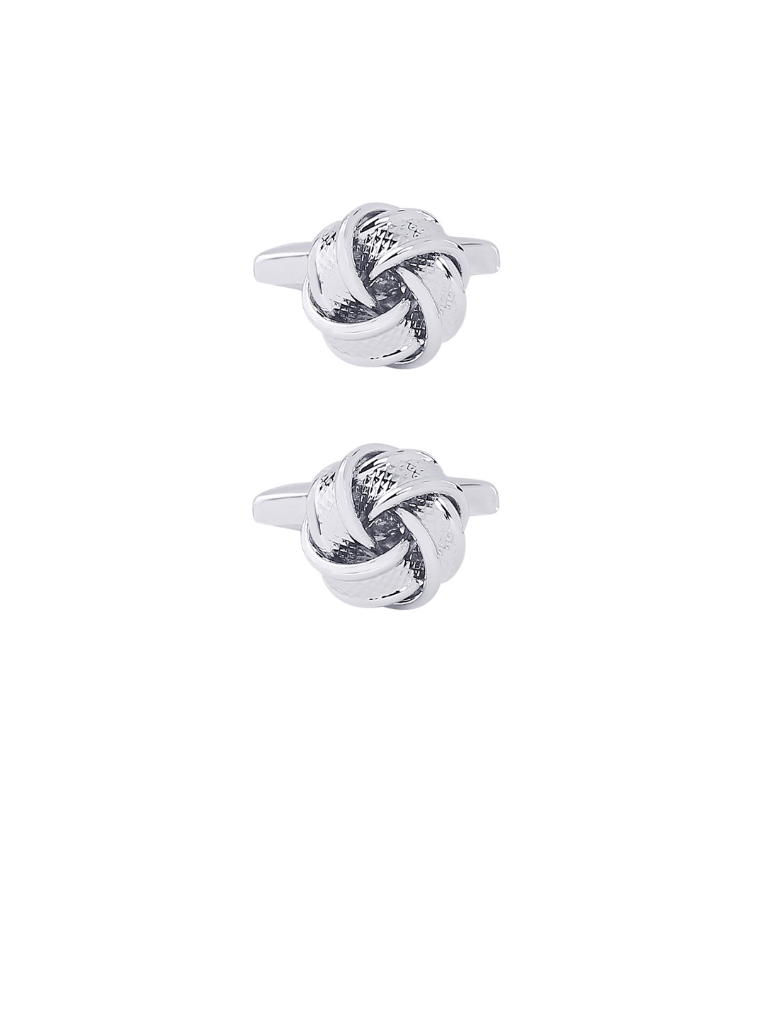 bodha Silver-Plated Round Shaped Textured Cufflinks