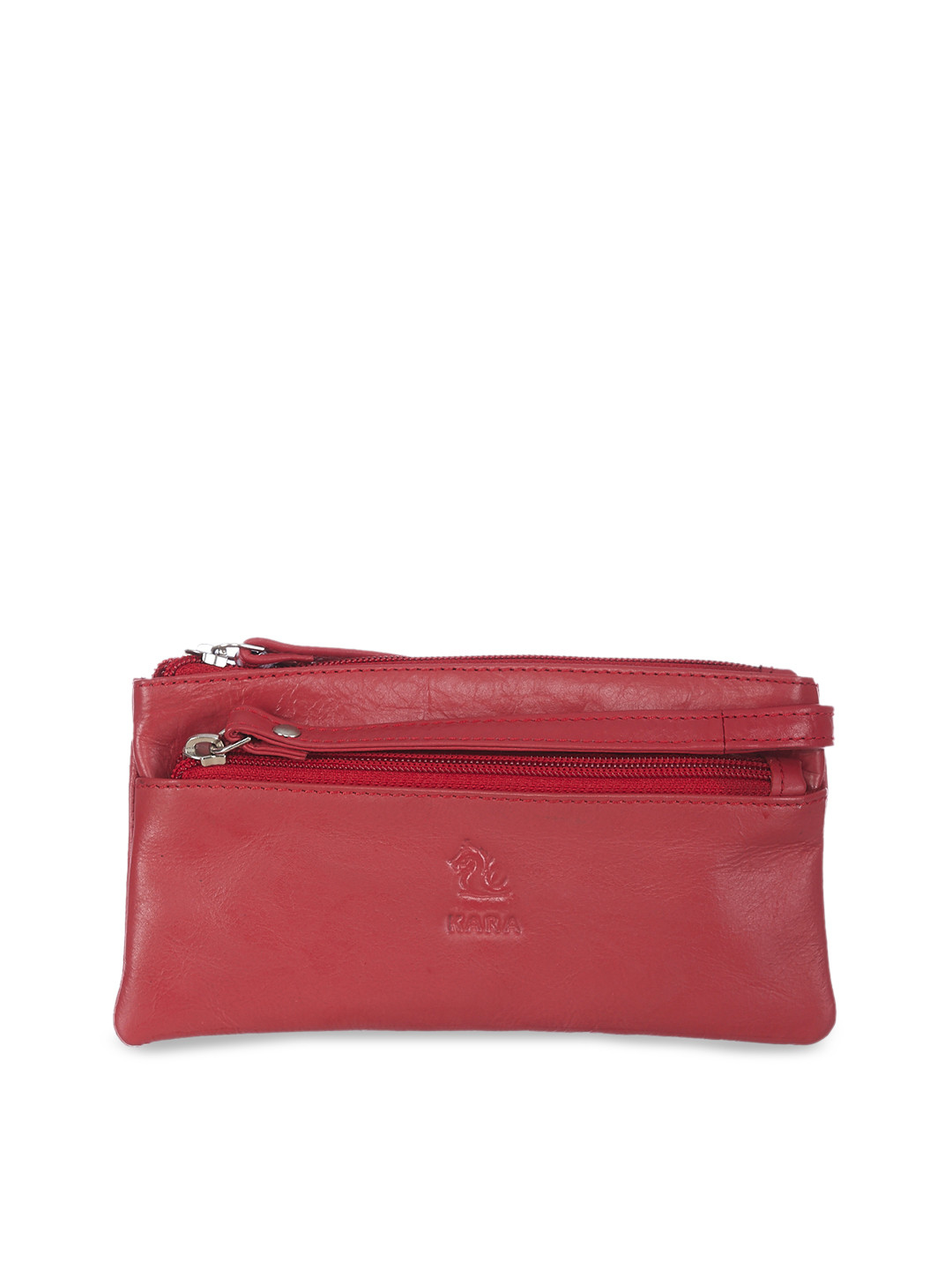 Kara Red Solid Leather Purse