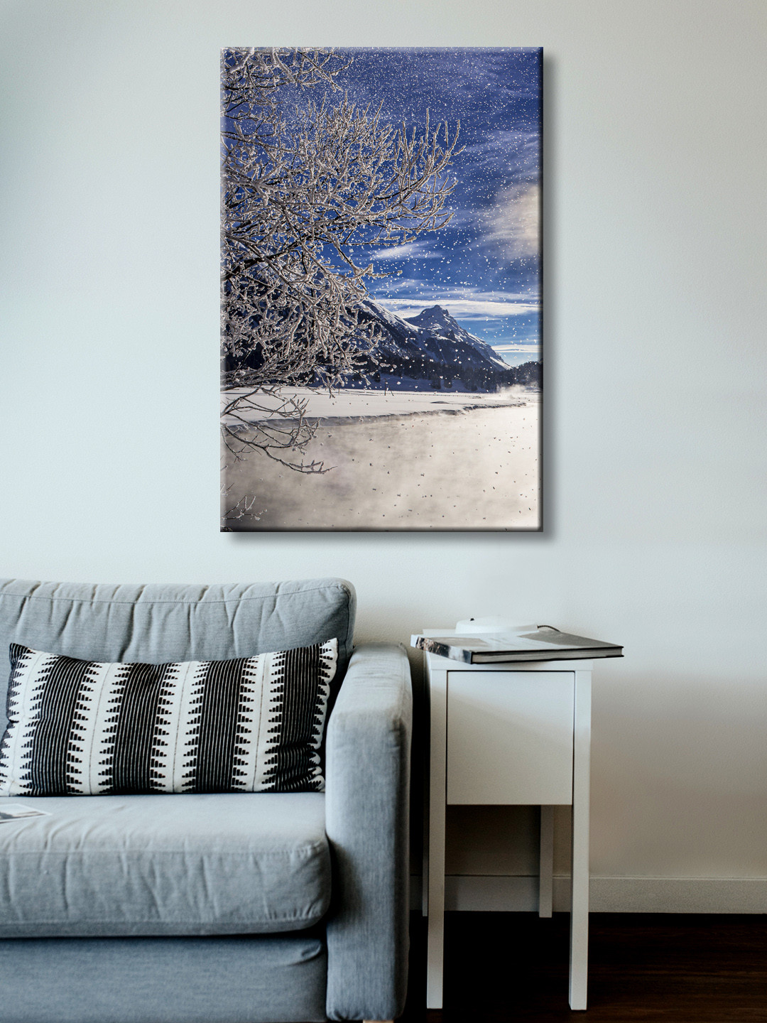 999Store Blue & White Hand-Painted Landscape Wall Painting