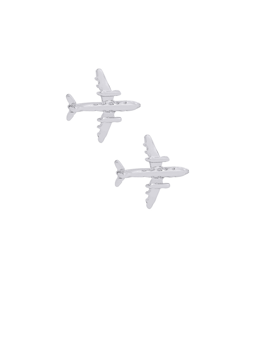 bodha Rhodium-Plated Aeroplane Shaped Cufflinks