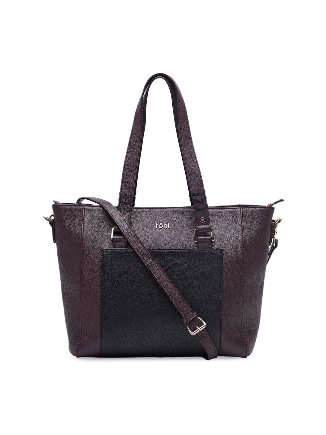 tohl Purple & Black Colourblocked Leather Shoulder Bag