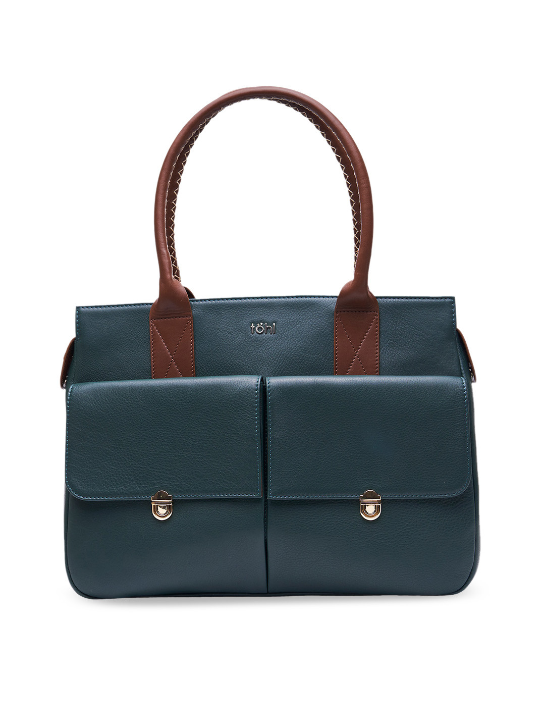 tohl Green Solid Leather Handheld Bag