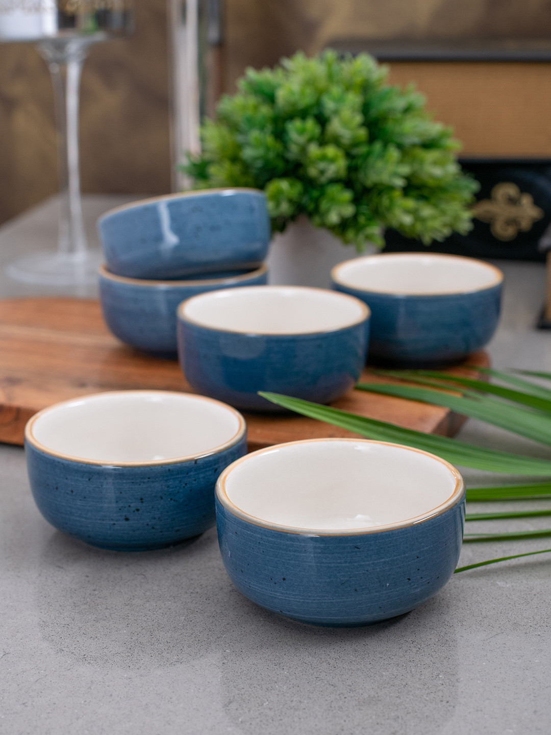 GOODHOMES Blue Stoneware Set